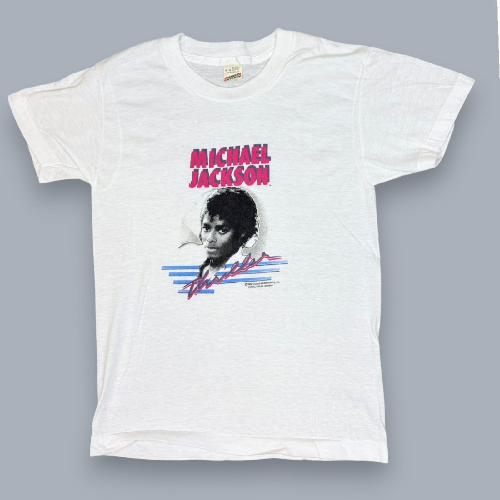 Vintage 1984 Michael Jackson Thriller T-Shirt Youth White Single Stitch Usa